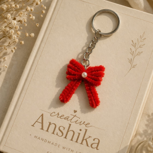 Handmade Red Bow Keychain